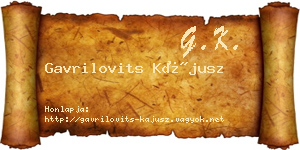 Gavrilovits Kájusz névjegykártya